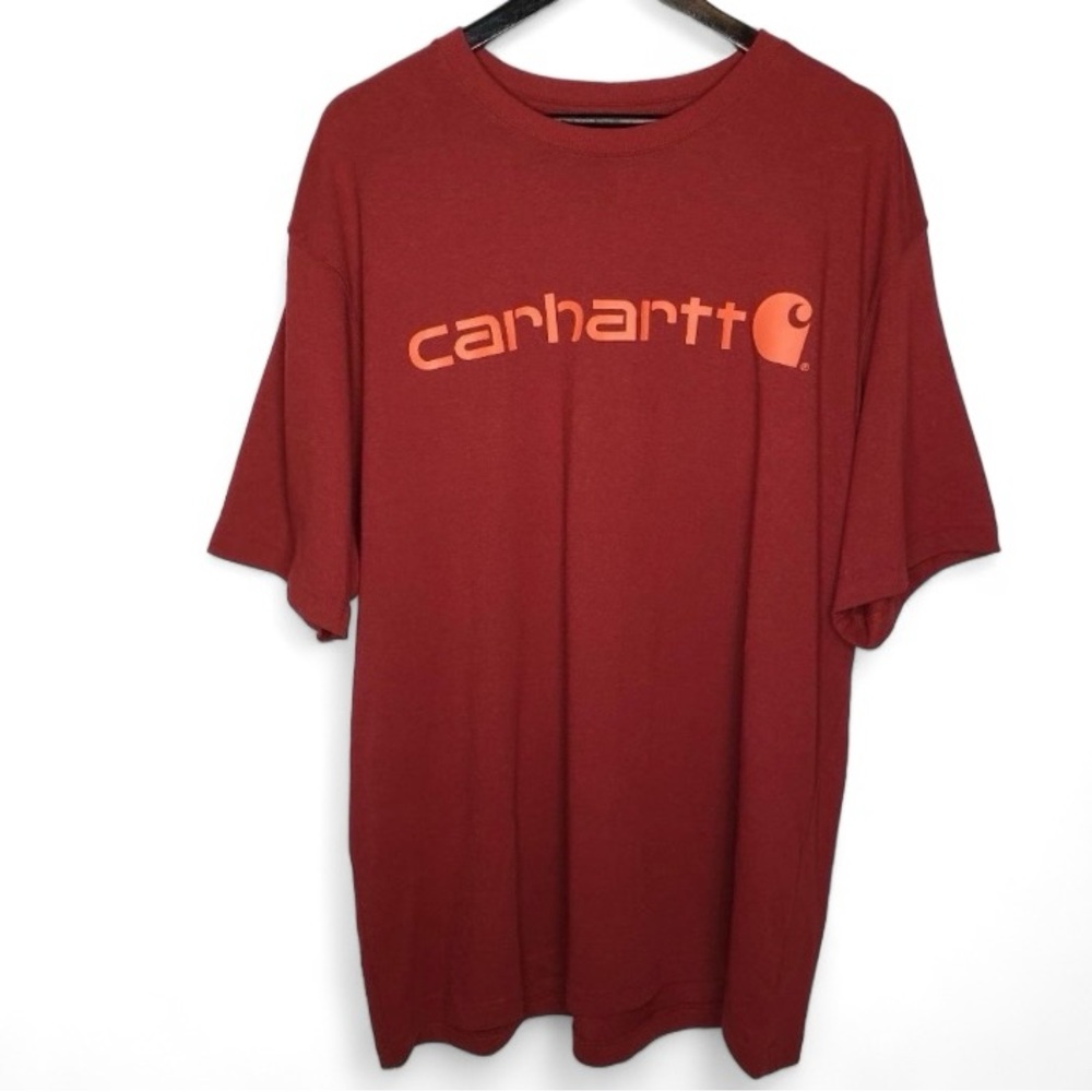 Carhartt Maroon Chunky Logo Original Fit Tee Shirt Men's Spell Out Crew Neck L
